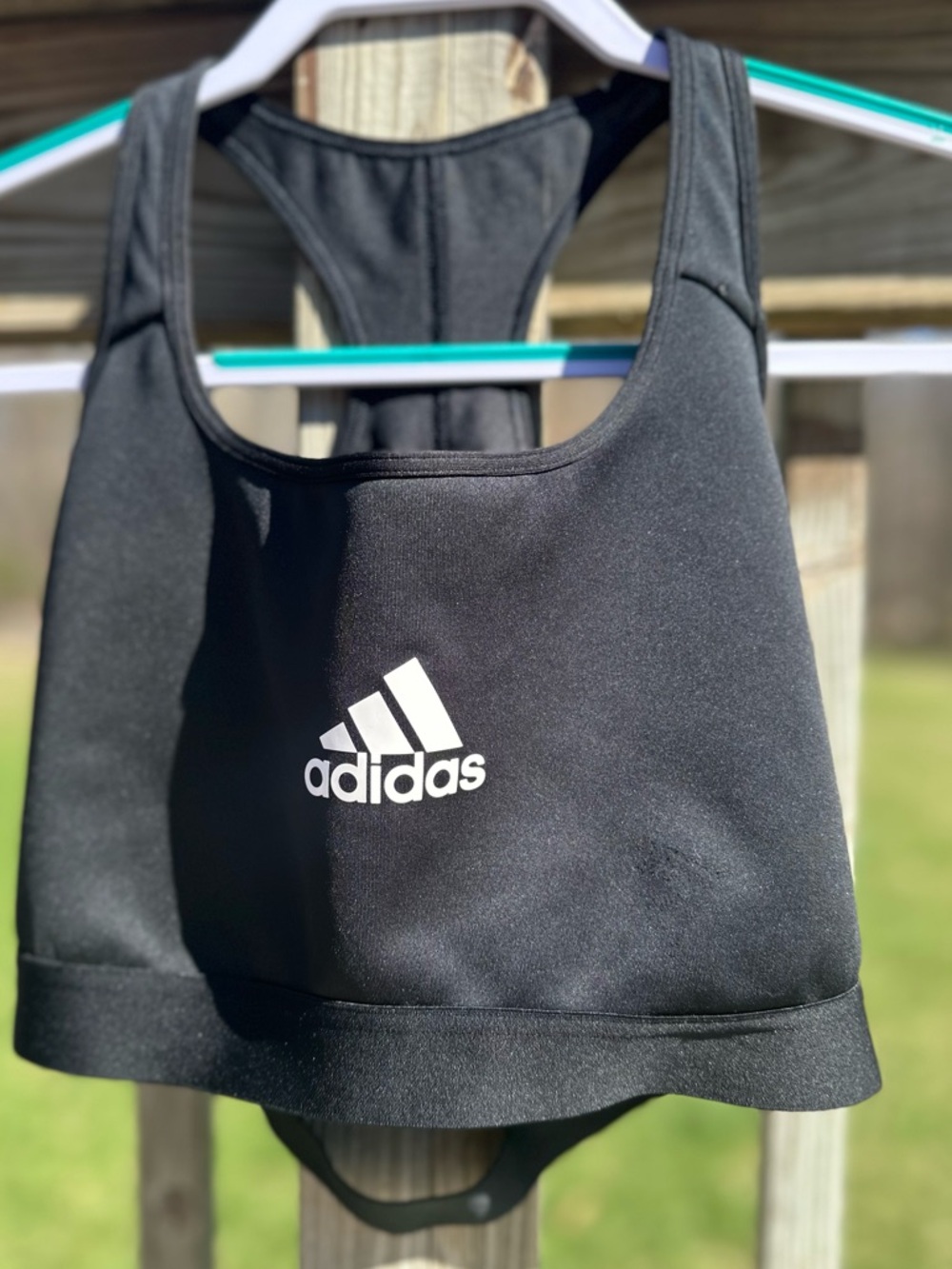 adidas Black Sports Bra with White Logo